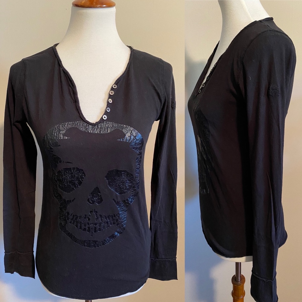 Zadig & Voltaire Tunisien Skull Embellished Long-Sleeve Tee - Picture 5 of 12